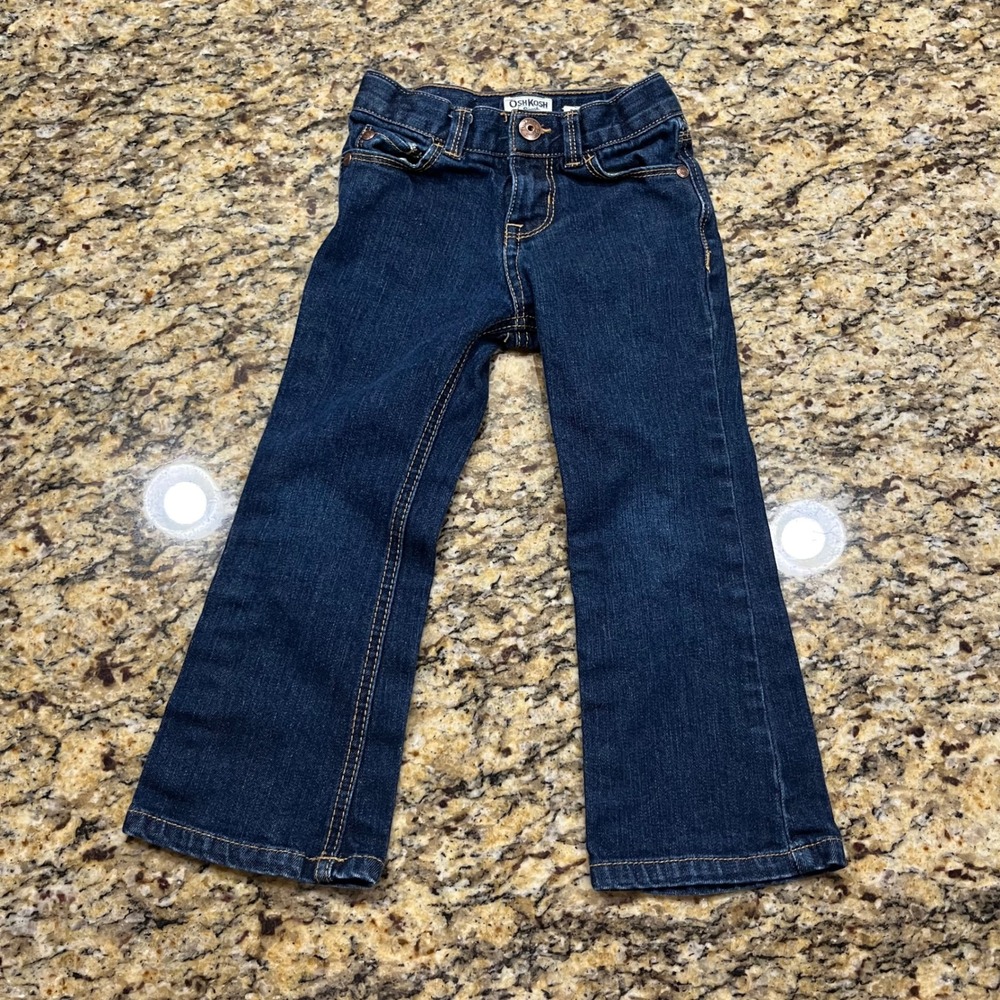 OshKosh Bgosh Toddler Boys Boot Cut Jeans Dark Wash Stretch Denim Size 4T